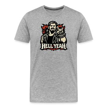 Hell Yeah Metal Zeichen Motiv - Männer Premium Bio T-Shirt - Grau meliert - Vorne - Damien (186cm)