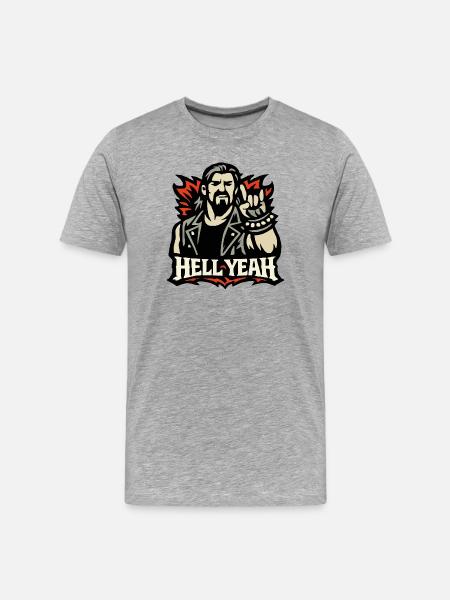 Hell Yeah Metal Zeichen Motiv - T-shirt bio Premium Homme - gris chiné