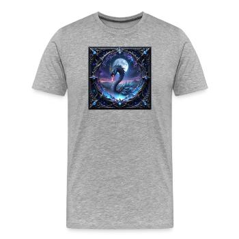 Cygne dragon de lune en filigrane - T-shirt bio Premium Homme - gris chiné - Devant - Damien (186cm)