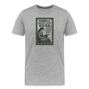 Riech was du liest | Büchergeruch - Männer Premium Bio T-Shirt - Grau meliert - Vorne - Damien (186cm)