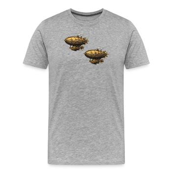 Steampunk Luftschiffe Zeppelin - Männer Premium Bio T-Shirt - Grau meliert - Vorne - Damien (186cm)