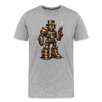 Steampunk Robo avec Noyau Vert - T-shirt bio Premium Homme - gris chiné - Devant - Damien (186cm)