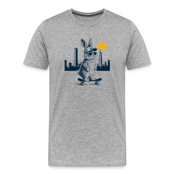 Skater Häschen - Männer Premium Bio T-Shirt - Grau meliert - Vorne - Damien (186cm)