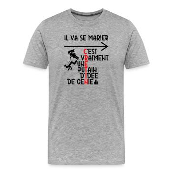 Tenue EVG Humour - T-shirt bio Premium Homme - gris chiné - Devant - Damien (186cm)