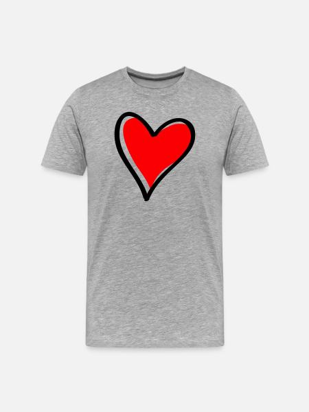 Red Heart Minimal Icon - Men's Premium Organic T-Shirt - heather grey