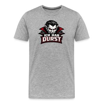 Ich Hab Durst - Dark Humor Vampir Motiv - Männer Premium Bio T-Shirt - Grau meliert - Vorne - Damien (186cm)