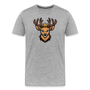 Couronne de tête de cerf - T-shirt bio Premium Homme - gris chiné - Devant - Damien (186cm)