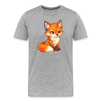 Flotter Fuchs mit Schmetterling - Männer Premium Bio T-Shirt - Grau meliert - Vorne - Damien (186cm)