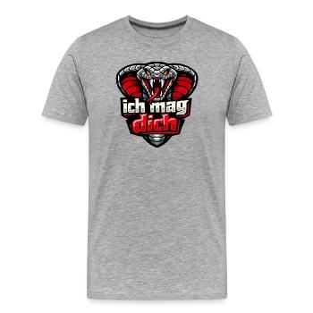 Böse Kobra "Ich mag Dich" - Männer Premium Bio T-Shirt - Grau meliert - Vorne - Damien (186cm)