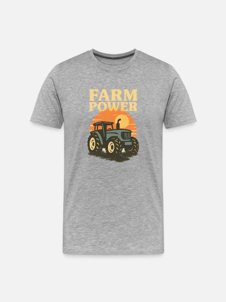 Tractor and Sunset - Men's Premium Organic T-Shirt - heather grey