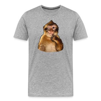 Singe drôle et ironique - T-shirt bio Premium Homme - gris chiné - Devant - Damien (186cm)
