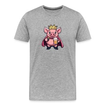 Pork Beer King - Men's Premium Organic T-Shirt - heather grey - Front - Damien (186cm)