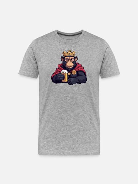Monkey Beer King - Men's Premium Organic T-Shirt - heather grey