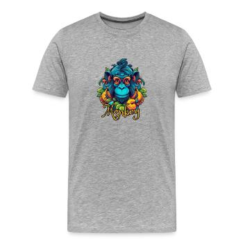 Neon-Tropenaffe Kopf - Männer Premium Bio T-Shirt - Grau meliert - Vorne - Damien (186cm)