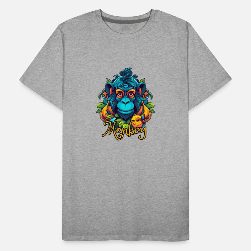 Neon Tropical Monkey Head Men's Premium Organic T-Shirt