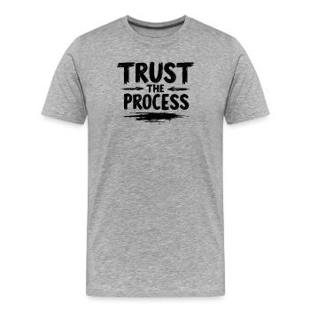 Trust the Process Schriftzug mit Pfeilen Grafik - Männer Premium Bio T-Shirt - Grau meliert - Vorne - Damien (186cm)