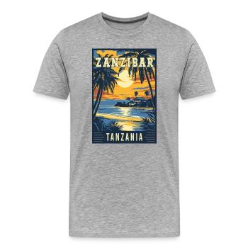 Explorez le Zanzibar tropical en Tanzanie - T-shirt bio Premium Homme - gris chiné - Devant - Damien (186cm)