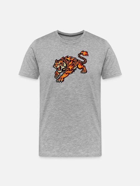 Fire Tiger – Animal of Flames - Men's Premium Organic T-Shirt - heather grey