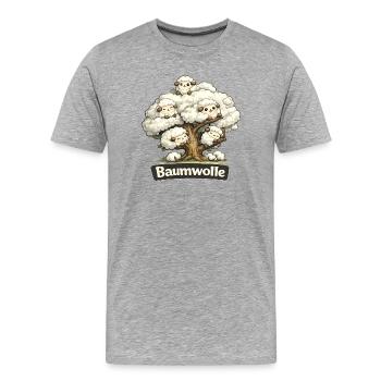 Cotton Sheep on Tree Pun Pun Shirt - Men's Premium Organic T-Shirt - heather grey - Front - Damien (186cm)