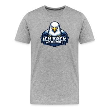 Böse Möwe "Ich kack wo ich will" Spruch - Männer Premium Bio T-Shirt - Grau meliert - Vorne - Damien (186cm)