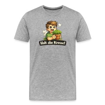 Halt die Kresse lustiges Wortspiel Wortwitz Shirt - Männer Premium Bio T-Shirt - Grau meliert - Vorne - Damien (186cm)