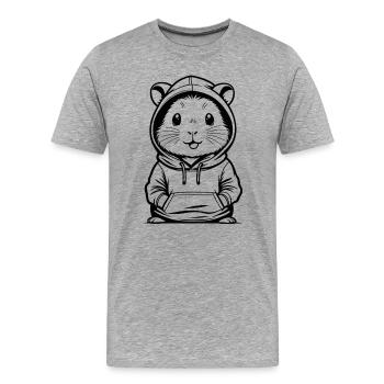 Hamster Hoodie Streetwear - Men's Premium Organic T-Shirt - heather grey - Front - Damien (186cm)
