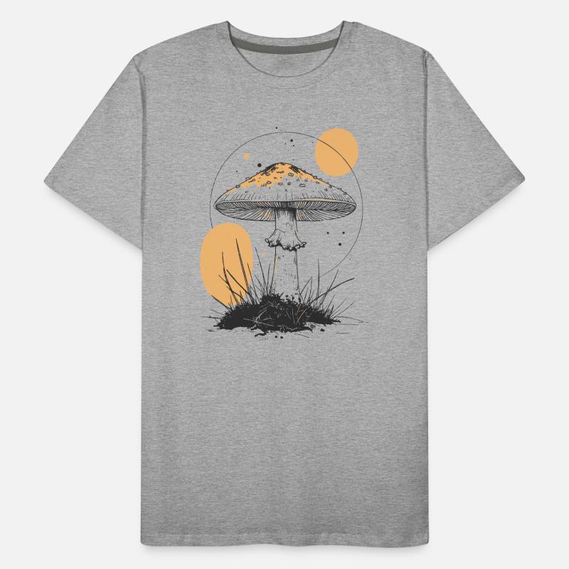 Silhouette de champignon de la forêt de clair de lune T-shirt bio Premium Homme