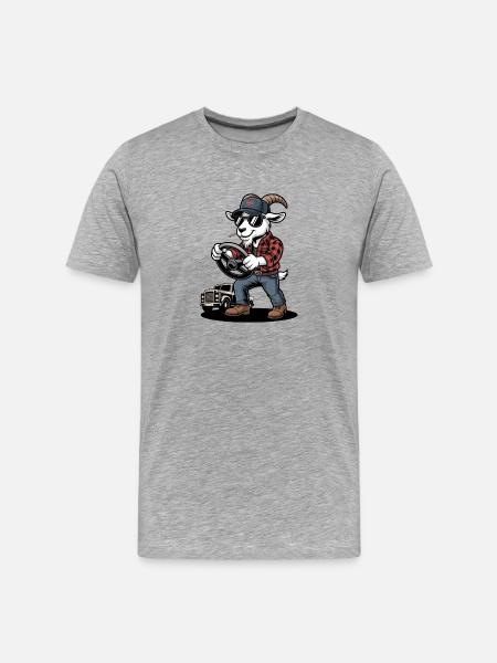 Casual Goats Trucker Cartoon Driver - Men's Premium Organic T-Shirt - heather grey