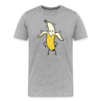 Banana Buddy: Verspielte tanzende Banane - Männer Premium Bio T-Shirt - Grau meliert - Vorne - Damien (186cm)