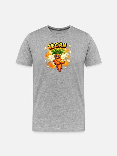 Cheerful Carrot – Plant-Based Delight - Men's Premium Organic T-Shirt - heather grey