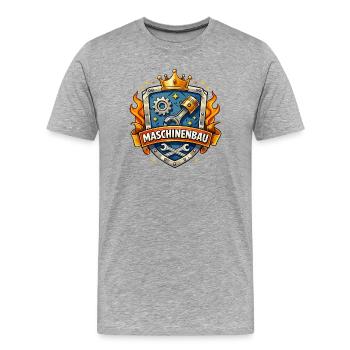 Maschinenbau Königskrone Schild - Männer Premium Bio T-Shirt - Grau meliert - Vorne - Damien (186cm)