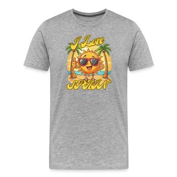 I Love Spain Sun Beach Cartoon - Männer Premium Bio T-Shirt - Grau meliert - Vorne - Damien (186cm)