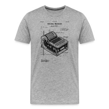 Brevet de plan de machine Enigma - T-shirt bio Premium Homme - gris chiné - Devant - Damien (186cm)