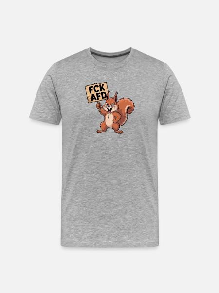 FCK AFD - Antifa Eichhörnchen Tee - Männer Premium Bio T-Shirt - Grau meliert