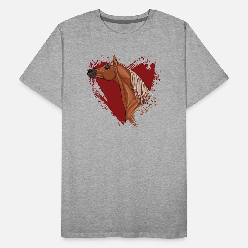 Der Kopf eines arabischen Pferdes und ein rotes Herz Männer Premium Bio T-Shirt