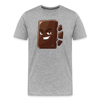 Charmanter Schoko Block mit Grinsen - Männer Premium Bio T-Shirt - Grau meliert - Vorne - Damien (186cm)