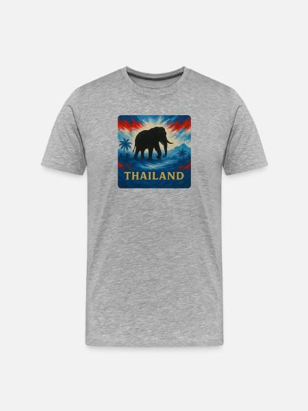 Thailand Elephant Travel Design - Men's Premium Organic T-Shirt - heather grey