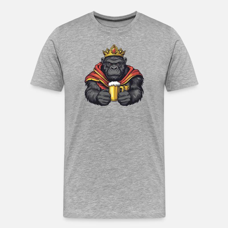 Gorilla Bier König - Männer Premium Bio T-Shirt - Grau meliert