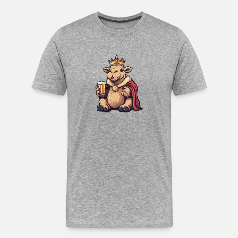 Kamel Bier König - Männer Premium Bio T-Shirt - Grau meliert