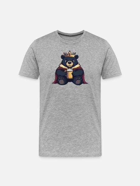 Bear Beer King - Men's Premium Organic T-Shirt - heather grey