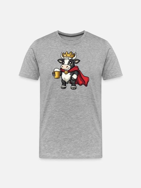 Kuh König Bier - Männer Premium Bio T-Shirt - Grau meliert