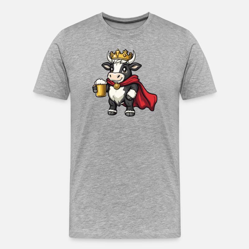 Kuh König Bier - Männer Premium Bio T-Shirt - Grau meliert