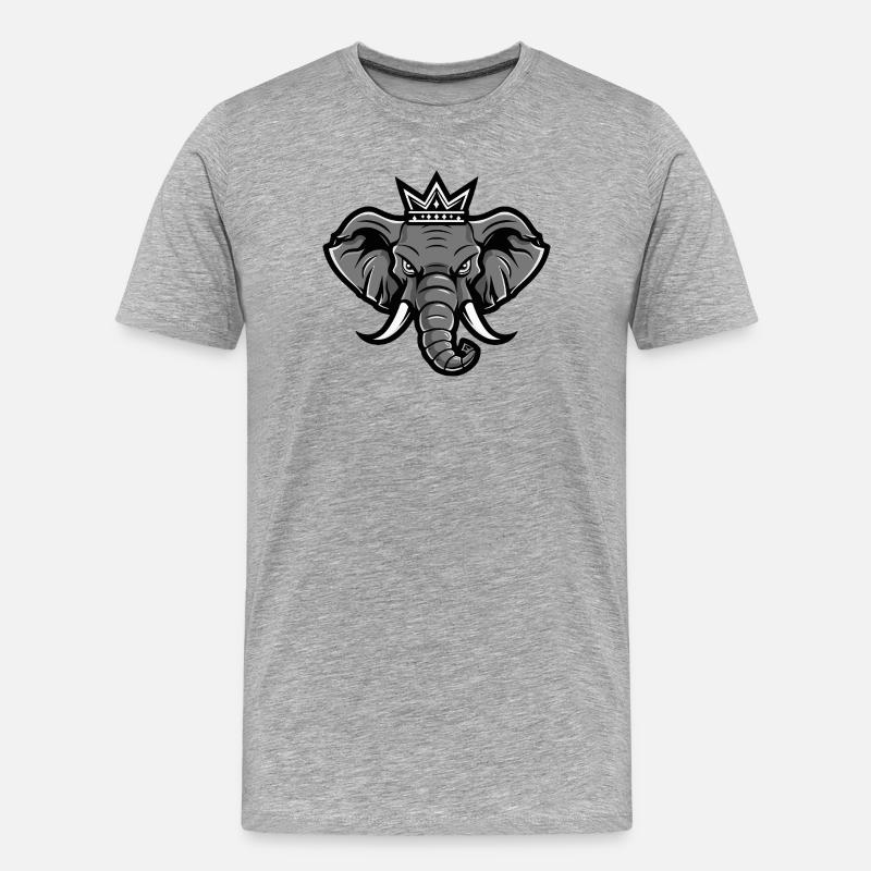 Elefant Kopf Krone - Männer Premium Bio T-Shirt - Grau meliert