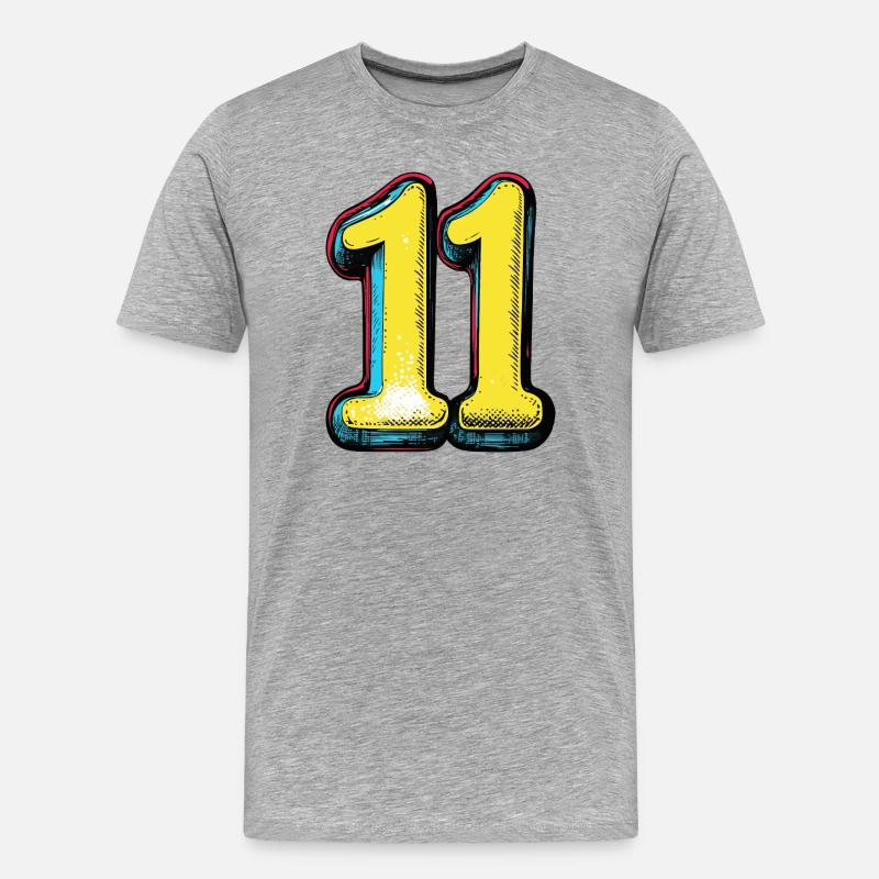 11 Zahl Bunt - Männer Premium Bio T-Shirt - Grau meliert