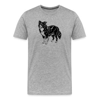 border collie - Men's Premium Organic T-Shirt - heather grey - Front - Damien (186cm)