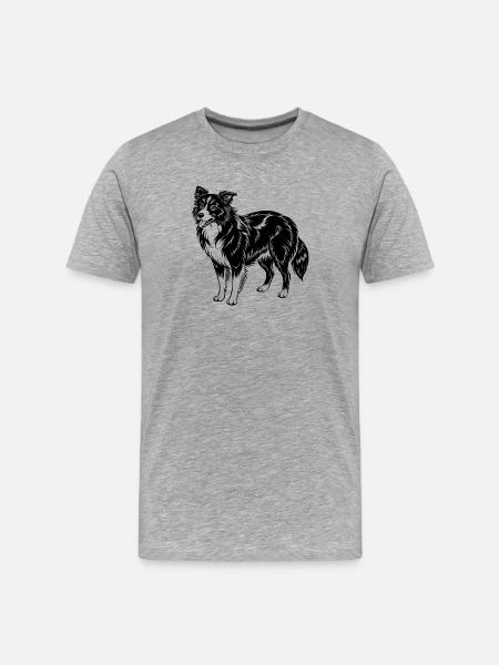 Border Collie - T-shirt bio Premium Homme - gris chiné