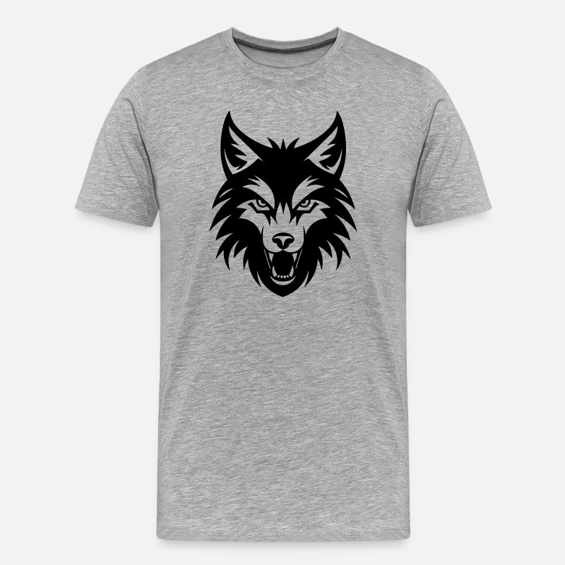 Wolf - Männer Premium Bio T-Shirt - Grau meliert