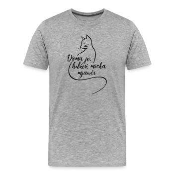 Doma je, hdźež micka mjawči. - Männer Premium Bio T-Shirt - Grau meliert - Vorne - Damien (186cm)