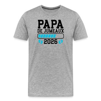 Aktueller Vater kündigt den Vater der Zwillinge 2026 an - Männer Premium Bio T-Shirt - Grau meliert - Vorne - Damien (186cm)