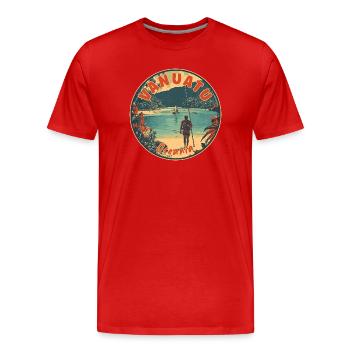 Découvrez le Vanuatu en Océanie : Paradis tropical - T-shirt bio Premium Homme - rouge - Devant - Damien (186cm)